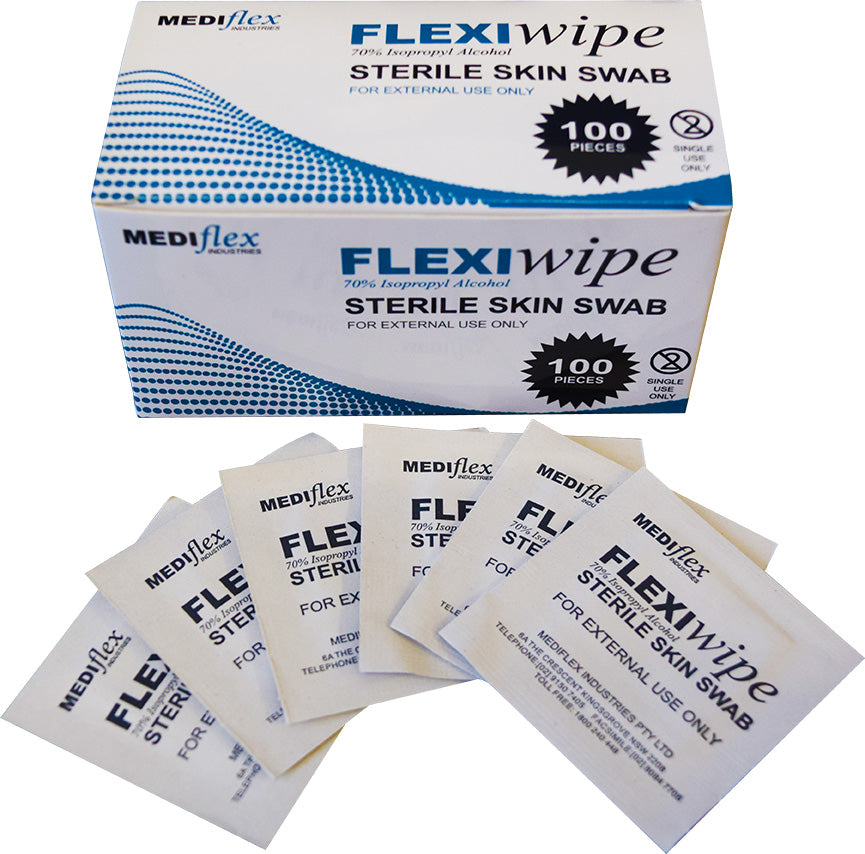 Flexiwipe isopropyl alcohol swabs sterile skin swabs with 100 pieces for external use